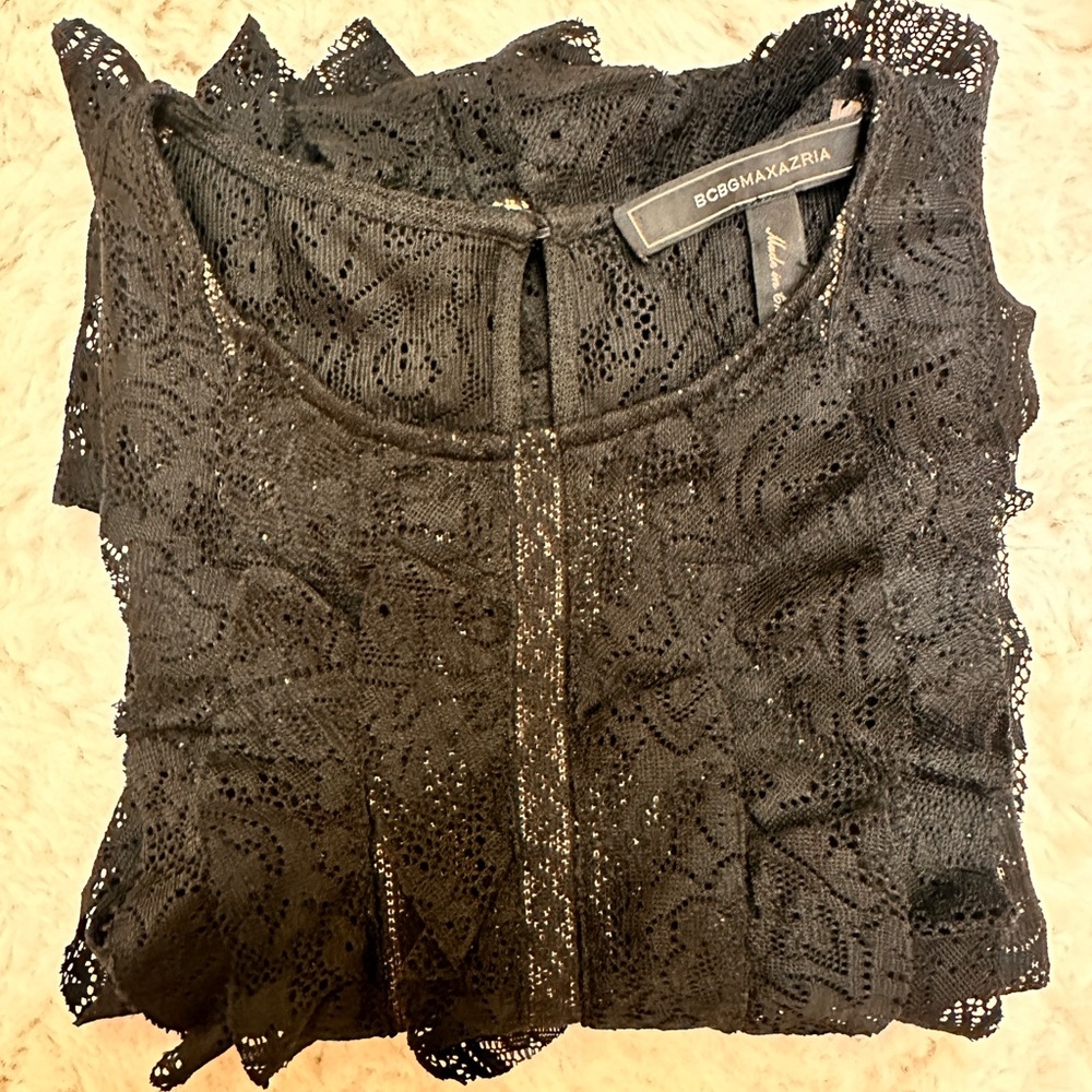 BCBGMaxAzria Black Lace Blouse